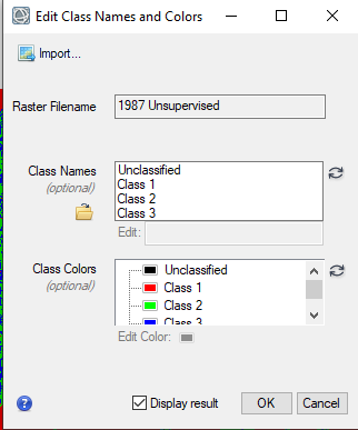 image of edit class names and colors dialogue box